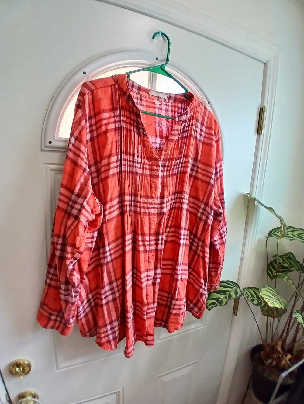 Woman Within Flannel Top With Detail Size 2X
